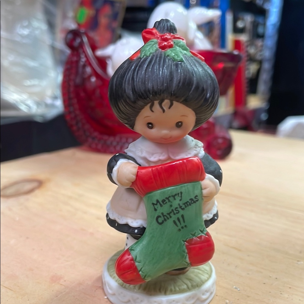 Enesco Girl Figurine with stocking